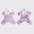 Manteau d'hiver chaud pour chien lavande et blanc avec quatre pattes et anneau en D - S / Violet