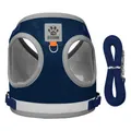 Breathable navy blue mesh pet vest harness and leash set for small dogs and cats - Navy Blue