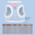 Soft light blue corduroy pet harness vest and leash set for small dogs and cats - XXS / Blue