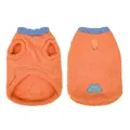 Warme orangefarbene Fleece-Haustierweste mit blauem Kragen und D-Ring für Hunde - XS / Orange