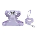Elegant purple dog harness and leash set featuring a sparkling butterfly crystal ornament - XXS / Harness + Leash / Dreamy Purple