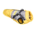 Gelb-graue wasserdichte Hundewinterweste mit integriertem schwarzem Geschirrsystem - S / Oberteile / Elegantes Grau