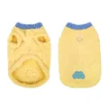 Gelbe Fleece-Haustierweste mit blauem Besatz und Wolkenaufnäher für Hunde und Katzen - XS / Gelb