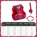 Ensemble harnais pour chien à carreaux rouges avec laisse et collier assortis, plusieurs tailles. - XXS (Recommandé 1,5-2,5kg) / Ensemble Plaid Rouge