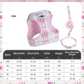 Ensemble harnais, laisse et collier à carreaux roses avec guide des tailles complet - XXS (Recommandé 1,5-2,5kg) / Ensemble Plaid Rose 3 Pièces