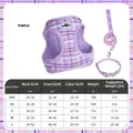 Ensemble harnais pour chien à carreaux violets avec laisse, collier et guide des tailles - Ensemble 3 pièces à carreaux violets