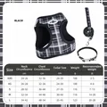 Ensemble harnais laisse et collier pour chien à carreaux noir et blanc avec guide des tailles - Ensemble 3 pièces à carreaux noirs