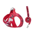 Ensemble harnais et laisse pour chien à carreaux rouges avec bande réfléchissante et design veste - Ensemble Harnais et Laisse à Carreaux Rouges