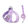 Harnais et laisse pour chien à carreaux violets avec design gilet confortable - Ensemble à Carreaux Violets