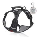 Langlebiges schwarzes reflektierendes Hundegeschirr mit Griff und Sicherheits-LED-Licht - XS / Schwarz + Transparente LED-Leuchte