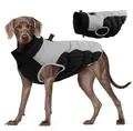 Insulated gray and black reflective dog puffer jacket for autumn and winter season - 3XL / Top (FB-696) / Black
