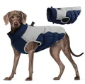 Professional blue and grey waterproof winter dog jacket, warm padded pet vest for cold days - 3XL / Top (FB-696) / Navy Blue