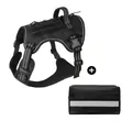 Arnés táctico profesional negro para perros con bolsa de accesorios MOLLE para razas grandes - S / Arnés + Bolsa Táctica Conjunto / Negro