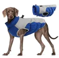 Warm waterproof reflective dog winter vest in blue and grey color block for large dogs - 3XL / Top (FB-696) / Sapphire Blue