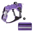 Arnés táctico morado duradero para perro con una bolsa de accesorios a juego incluida. - S / Arnés + Bolsa Táctica Conjunto / Púrpura