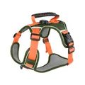 Langlebiges No-Pull Hundegeschirr mit Griff und Reflexstreifen in Grün und Orange - Grün / XS