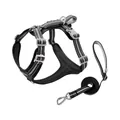 Professionelles reflektierendes Anti-Zug-Hundegeschirr und Leinen-Set in Grau und Schwarz - XS / Set / Schwarz