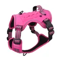 Arnés táctico rosa profesional para perros grandes con correas ajustables y sistema MOLLE - S / Rosa rojo