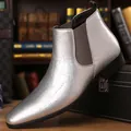 Stivali Chelsea da uomo argento metallizzato con punta a punta e pannello elastico - 39 / Stivali Chelsea (2211) / Argento