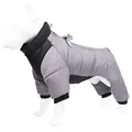 Professional waterproof reflective winter dog coat in grey and black four-legged padded suit - XL / Tops / Gray