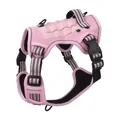 Arnés táctico rosa ajustable para perros grandes con tiras reflectantes de seguridad - S / Rosa
