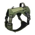 Arnés táctico verde militar para perros grandes con tiras reflectantes y asa resistente - S / Verde Militar