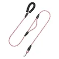 Durable reflective pink dog leash featuring dual handles and soft padded foam grip - 1.0*150cm / Pink