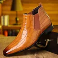Stivaletti Chelsea da uomo in marrone chiaro con motivo a coccodrillo - 39 / Stivali Chelsea (2207) / Marrone chiaro