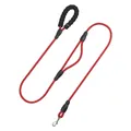 Red reflective braided dog leash with soft foam handle and dual control handles - 1.0*150cm / Red