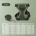 Grünes, reflektierendes und atmungsaktives Hundegeschirr-Set mit Leine und Größentabelle - Grün