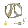 Reflektierendes Hundegeschirr Set in Khaki, ausbruchsicherer Brustgurt für große Hunde im Freien - M / Set (Mit Warnleuchte) / Khaki