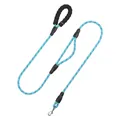 Blue reflective nylon dog leash with double padded handles for safety and control - 1.0*150cm / Lake Blue