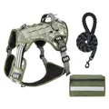 Conjunto de arnés táctico de camuflaje para perros grandes con correa y bolsa de carga - S / Conjunto Táctico de 3 Piezas (Arnés + Correa + Bolsa) / Camuflaje