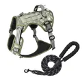 Arnés táctico resistente para perro con correa y diseño de camuflaje digital - S / Conjunto de Arnés + Correa Redonda Negra / Camuflaje