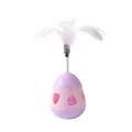Interactive lavender and pink tumbler cat toy featuring a spring feather teaser for kittens - Tumbler With Feather / Pink Purple