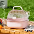 Portable travel carrier cage for hamsters and small pets with dimensions 20x18x16cm - Upgrade Version (With Water Bottle) / Peach Pink