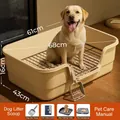 Extra große spritzgeschützte Hundetoilette mit Eisengitter und Schaufel, 68x61x16cm - Groß - Basis-Set (Hundetoilette + Schaufel) / Weiß