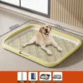Large yellow washable dog potty tray measuring 65x50cm for training medium sized dogs - Basic Set + Pillar / XL Apricot Yellow / 65x50x6.5cm