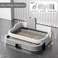 Large indoor dog toilet tray with high splash guard and metal grate in gray-white - Extra Large With Shovel / Gray And White Color Block