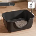 Obsidian black pet litter box with 40x30x17cm dimensions and convenient low entry design - 40cm With Iron Grid (Includes Shovel) / Obsidian Black