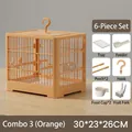 Gabbia per uccelli portatile arancione con set di 6 accessori per piccoli pappagalli 30x23x26cm - Portable Handle Cage / 30*23*26cm (6-Piece Set) / Arancione