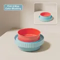 Milieuvriendelijke anti-kantel voerbak in roze en blauw voor katten en honden - Enkele kom / Roze Blauw Patchwork Geruit