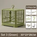 Gabbia per uccelli verde portatile per pappagalli con 6 accessori, taglia 30x23x26cm - Portable Handle Cage / 30*23*26cm (6-Piece Set) / Verde