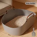 Extra large grey portable cat litter box with dimensions 58x42x25cm including scoop - Oversized / 58x42x25cm / Gray