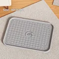 Minimalist grey silicone pet mat for feeding or litter trapping, size 40x30cm - Cartoon Cat Mats / 40X30CM / Minimalist Gray
