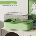 Green luxury transparent hamster cage villa, size 46x30x25cm, ideal for golden hamsters. - Basic Model (With Platform & Water Bottle) / Greengage Green / 46cm
