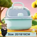 Portable and breathable hamster travel cage with a transparent top in mint green color - Deluxe Edition (With Water Bottle) / Sky Blue