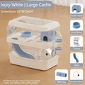 Ivory white multi-level luxury hamster villa with exercise wheel and tubes accessories - Double Layer Ivory White (Hamster Cage) / Luxury 6-Piece Set