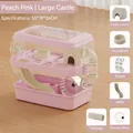 Large 3-tier hamster cage villa in peach pink with tunnel and wheel accessories - Double Layer Peach Pink (Hamster Cage) / Luxury 6-Piece Set