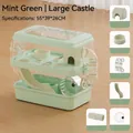 Extra large mint green hamster cage with exercise wheel and tunnels 55x39x26cm for pets - Double Layer Mint Green (Hamster Cage) / Luxury 6-Piece Set